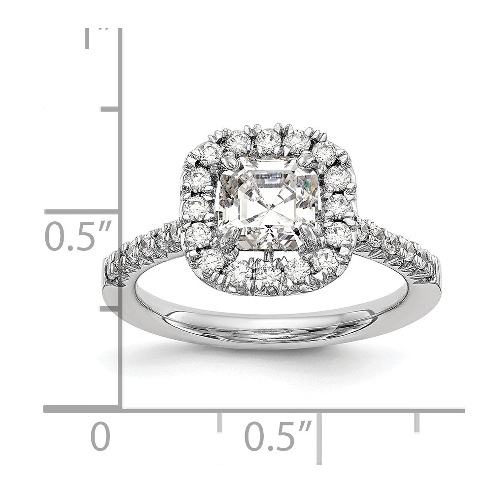 14k White Gold 1/2 Ct. Lab Grown Diamond VS/SI+ G+ 1 Ct. Center Ascher Halo Engagement Ring