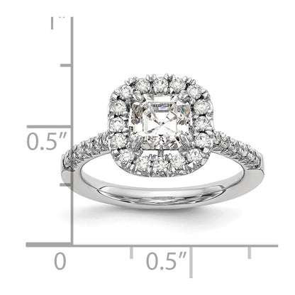 14k White Gold 1/2 Ct. Lab Grown Diamond VS/SI+ G+ 1 Ct. Center Ascher Halo Engagement Ring
