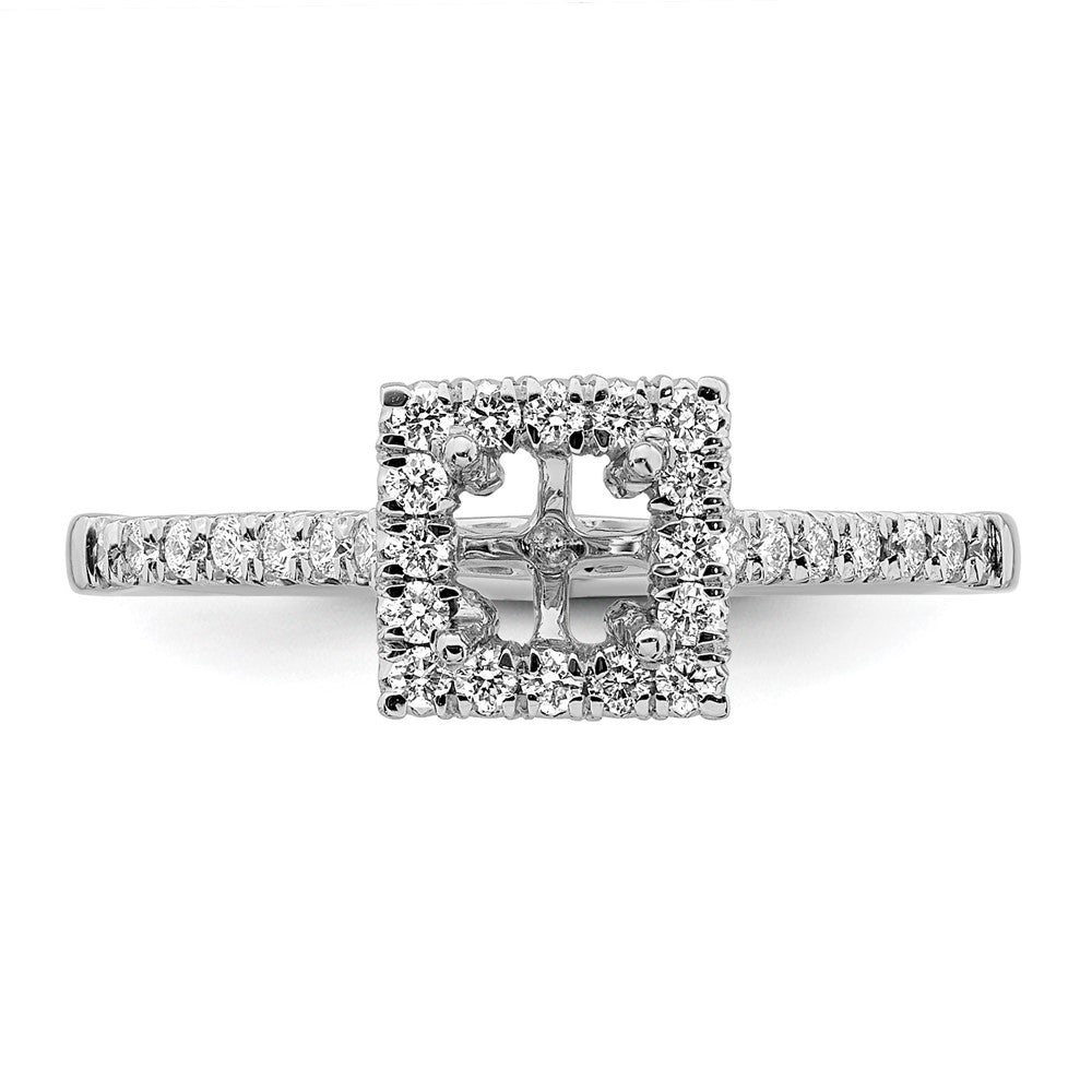 14K White Gold True Origin 1/3 Carat Lab Grown Diamond Vs D E F Semi Mount Princess Halo Engagement Ring