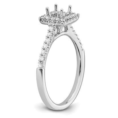 14K White Gold True Origin 1/3 Carat Lab Grown Diamond Vs D E F Semi Mount Princess Halo Engagement Ring