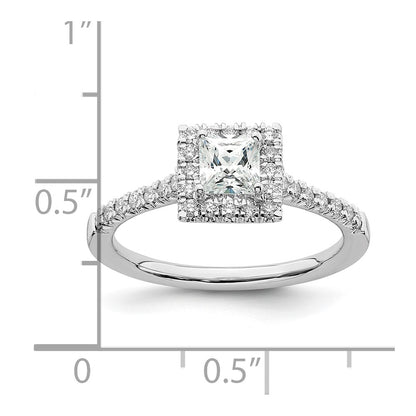 14K White Gold True Origin 1/3 Carat Lab Grown Diamond Vs D E F Semi Mount Princess Halo Engagement Ring