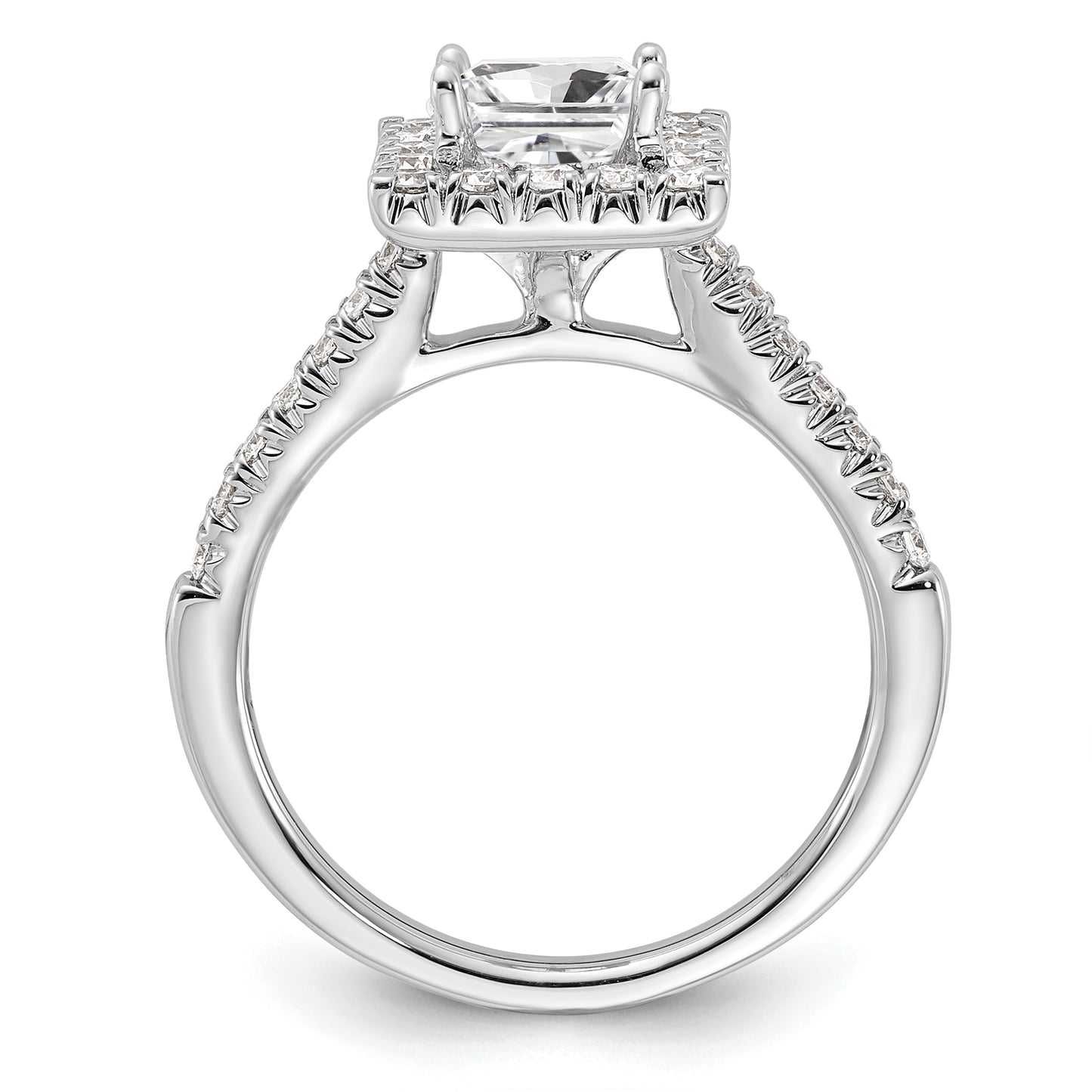 14k White Gold 1/2 Ct. Lab Grown Diamond VS/SI+ G+ 1 Ct. Center Princess Halo Engagement Ring