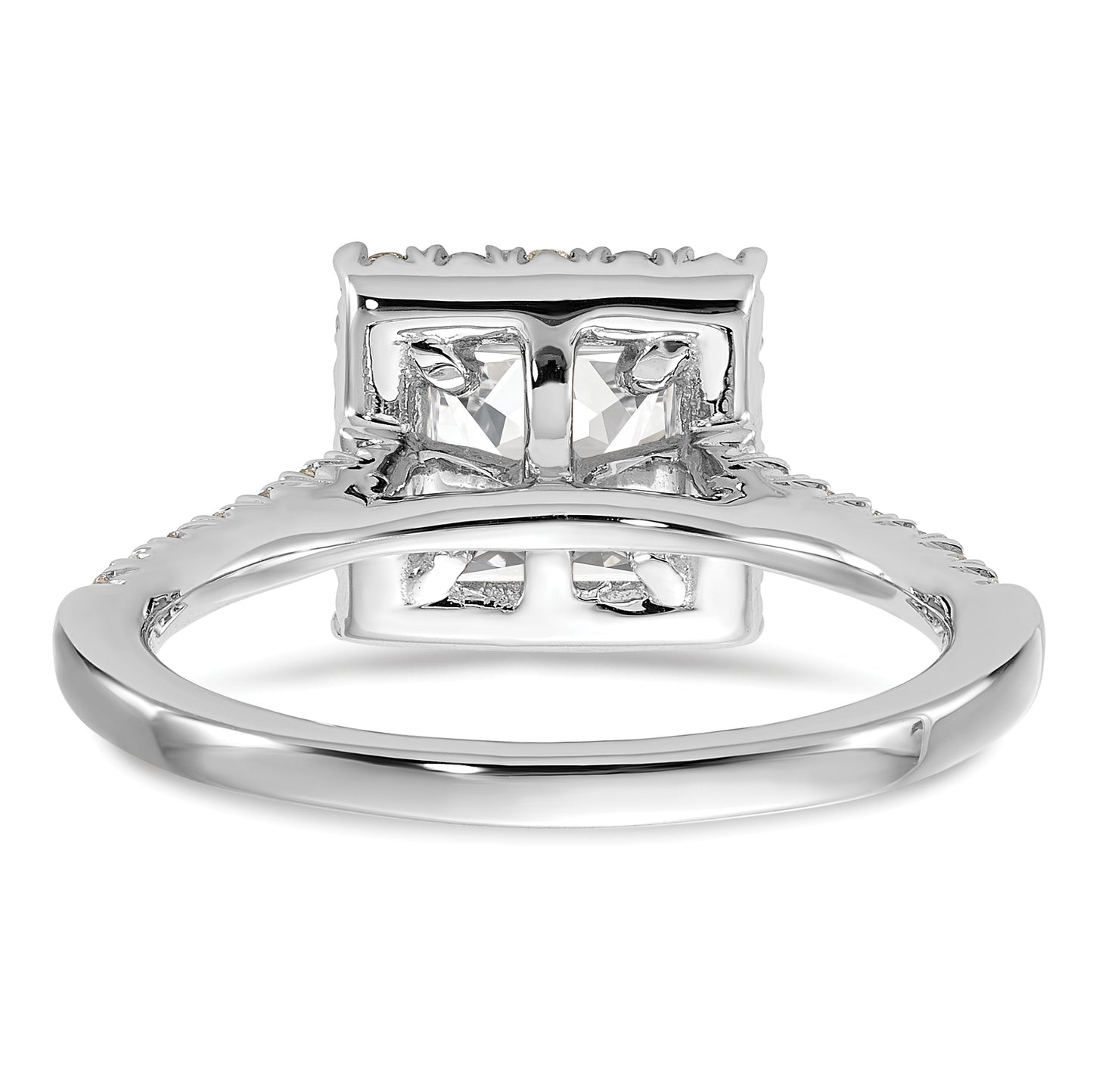 14k White Gold 1/2 Ct. Lab Grown Diamond VS/SI+ G+ 1 Ct. Center Princess Halo Engagement Ring