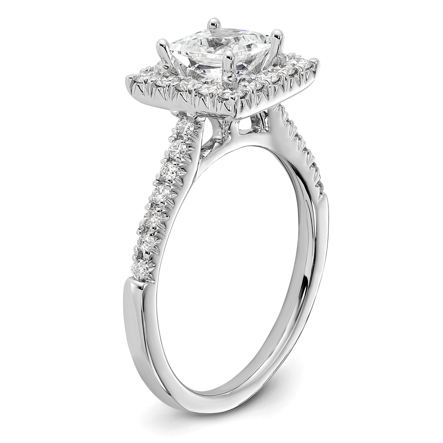 14k White Gold 1/2 Ct. Lab Grown Diamond VS/SI+ G+ 1 Ct. Center Princess Halo Engagement Ring