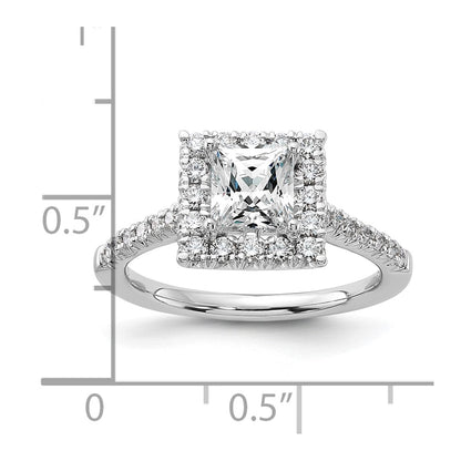 14k White Gold 1/2 Ct. Lab Grown Diamond VS/SI+ G+ 1 Ct. Center Princess Halo Engagement Ring