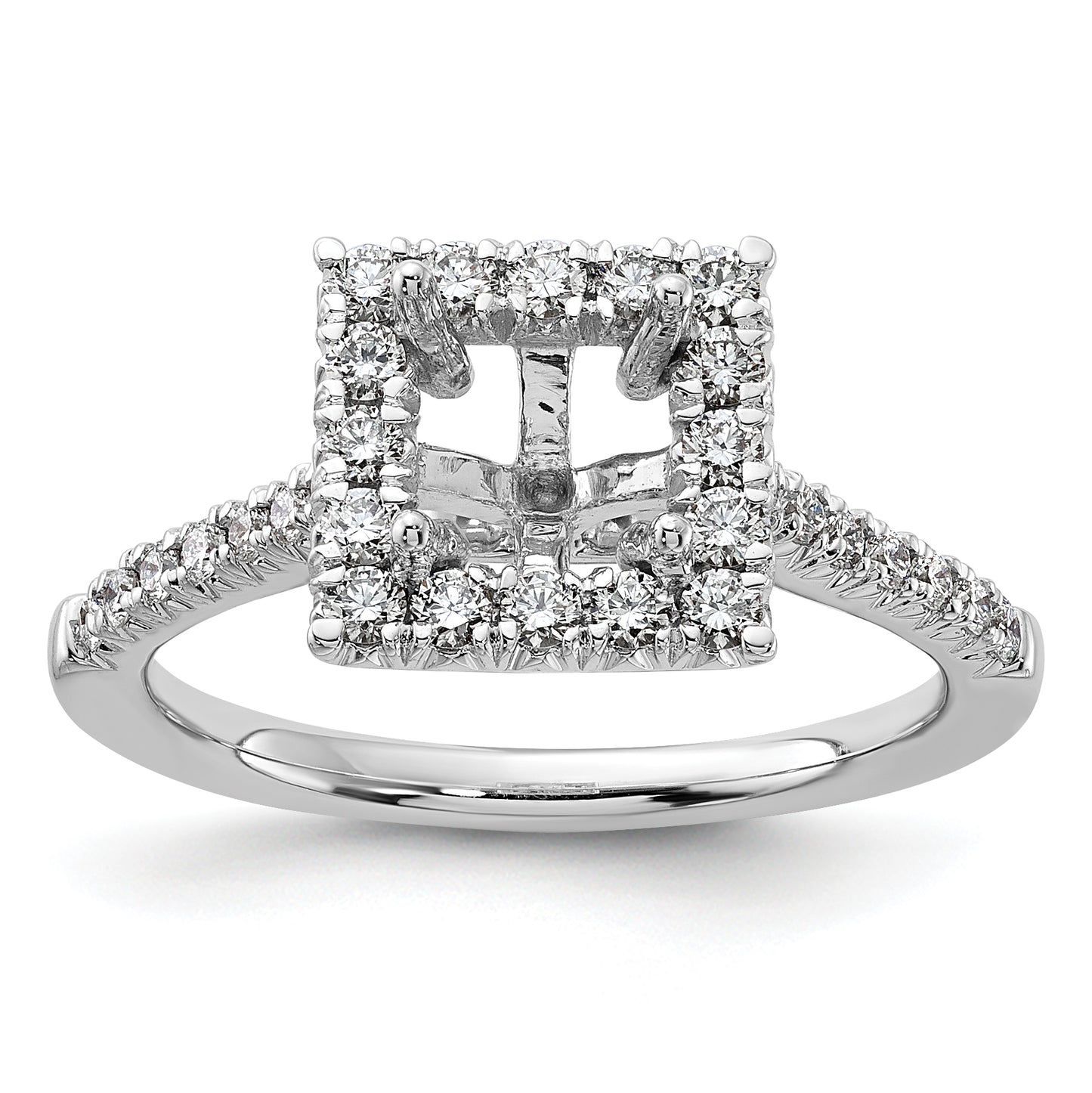 14k White Gold 1/2 Ct. Lab Grown Diamond VS/SI+ G+ 1 Ct. Center Princess Halo Engagement Ring