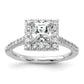 14k White Gold 1/2 Ct. Lab Grown Diamond VS/SI+ G+ 1 Ct. Center Princess Halo Engagement Ring