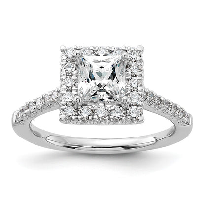 14k White Gold 1/2 Ct. Lab Grown Diamond VS/SI+ G+ 1 Ct. Center Princess Halo Engagement Ring