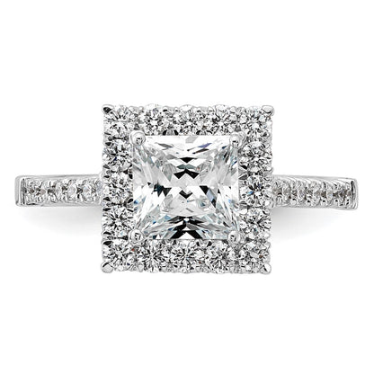 14k White Gold 3/4 Ct. Lab Grown Diamond VS/SI+ G+ 1 1/2 Ct. Center Princess Halo Engagement Ring