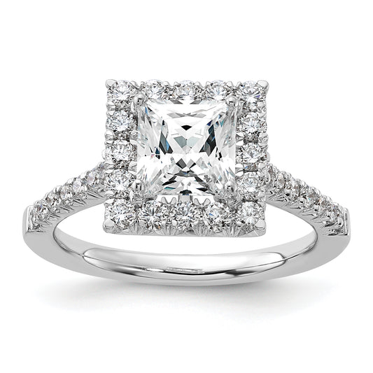 14k White Gold 3/4 Ct. Lab Grown Diamond VS/SI+ G+ 1 1/2 Ct. Center Princess Halo Engagement Ring