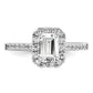 14K White Gold Lab Grown Diamond VS/SI+ G+ Emerald Halo Semi-mount Engagement R