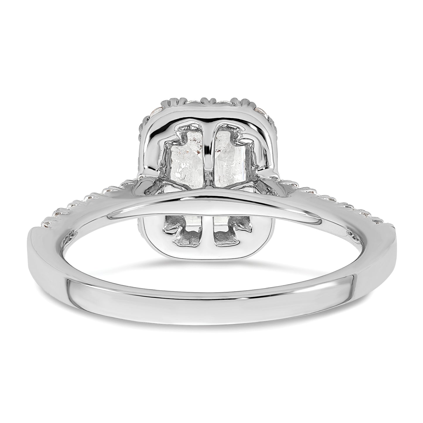 14K White Gold Lab Grown Diamond VS/SI+ G+ Emerald Halo Semi-mount Engagement R