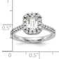 14K White Gold Lab Grown Diamond VS/SI+ G+ Emerald Halo Semi-mount Engagement R