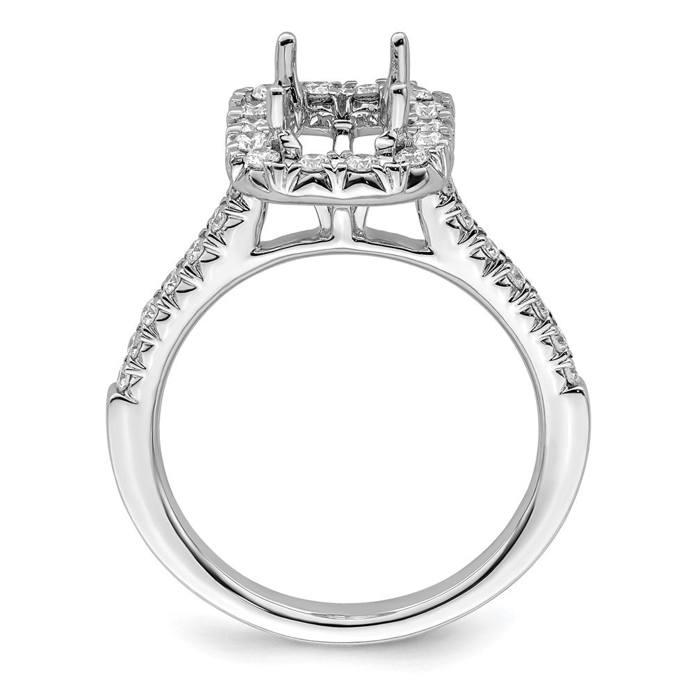 14k White Gold 14kw Lab Grown VS/SI+ G+ Diamond Emerald Halo Semi-mount Engagement Ring