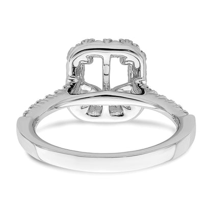 14k White Gold 14kw Lab Grown VS/SI+ G+ Diamond Emerald Halo Semi-mount Engagement Ring