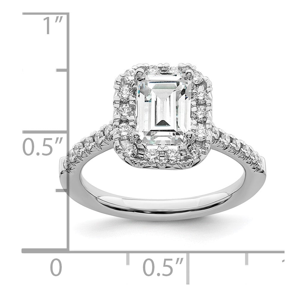 14k White Gold 14kw Lab Grown VS/SI+ G+ Diamond Emerald Halo Semi-mount Engagement Ring