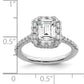 14k White Gold 14kw Lab Grown VS/SI+ G+ Diamond Emerald Halo Semi-mount Engagement Ring