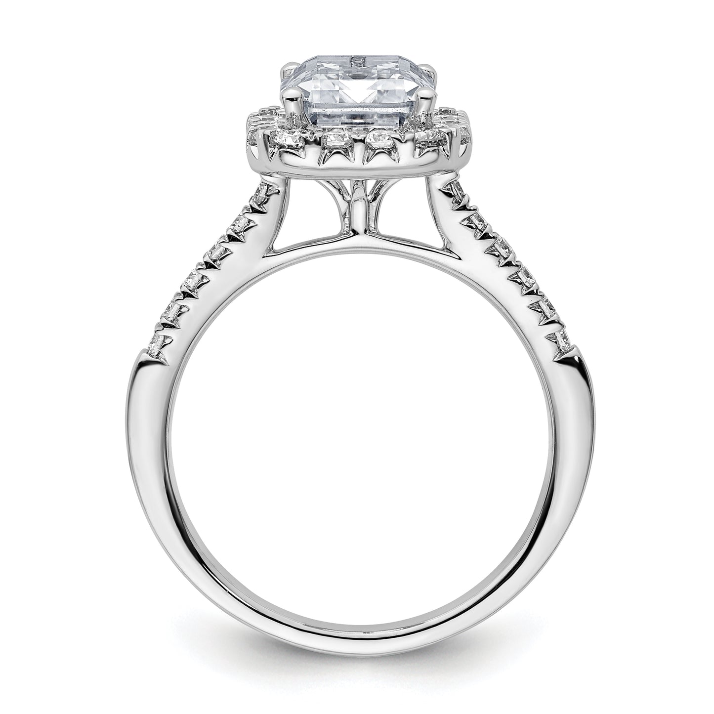 14k White Gold 14kw Lab Grown VS/SI+ G+ Diamond Emerald Halo Semi-mount Engagement Ring