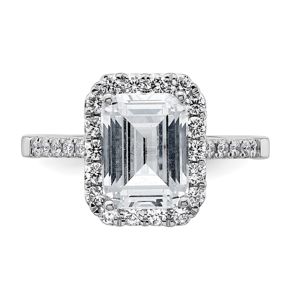 14k White Gold 14kw Lab Grown VS/SI+ G+ Diamond Emerald Halo Semi-mount Engagement Ring