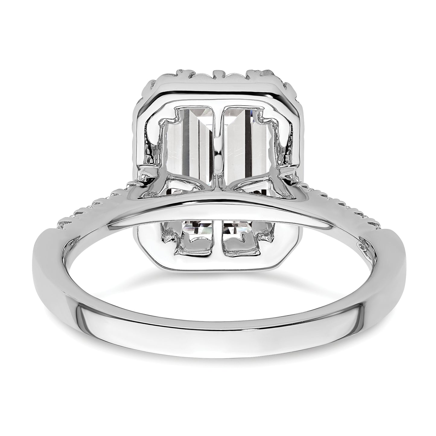 14k White Gold 14kw Lab Grown VS/SI+ G+ Diamond Emerald Halo Semi-mount Engagement Ring