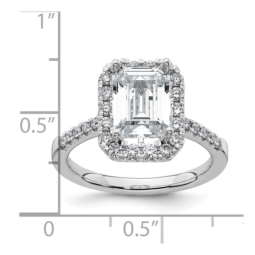 14k White Gold 14kw Lab Grown VS/SI+ G+ Diamond Emerald Halo Semi-mount Engagement Ring
