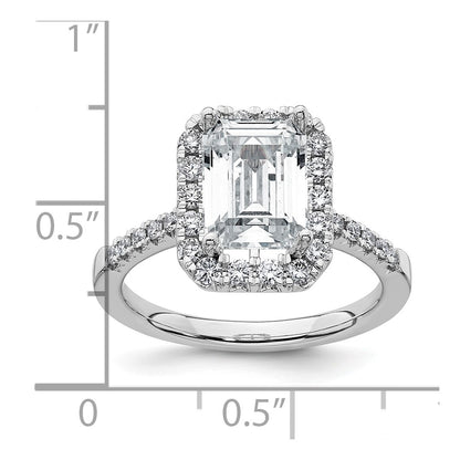 14k White Gold 14kw Lab Grown VS/SI+ G+ Diamond Emerald Halo Semi-mount Engagement Ring