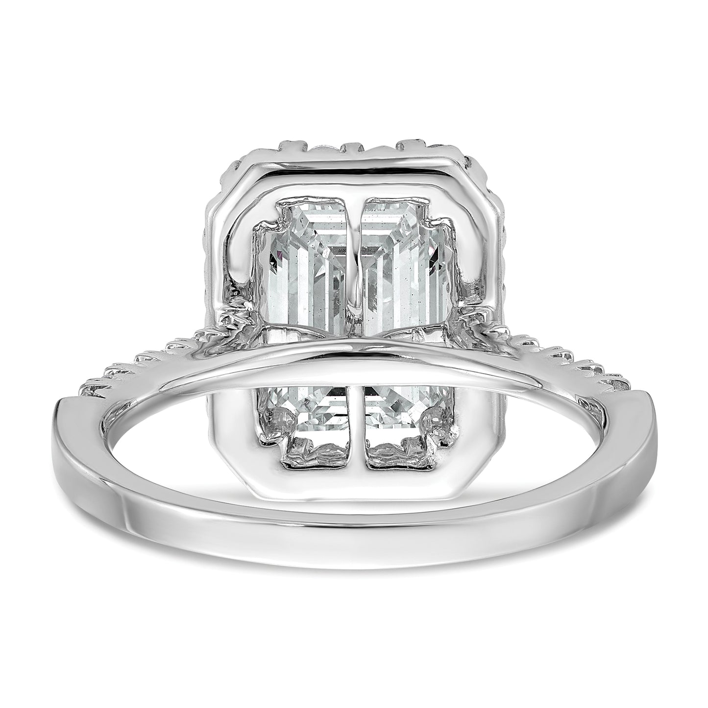 14k White Gold 14kw Lab Grown VS/SI FGH Diamond Emerald Halo Semi-mount Engagement Ring