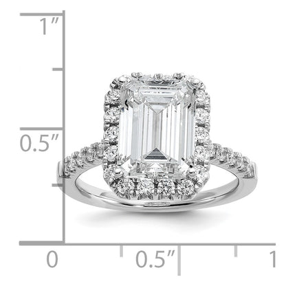 14k White Gold 14kw Lab Grown VS/SI FGH Diamond Emerald Halo Semi-mount Engagement Ring