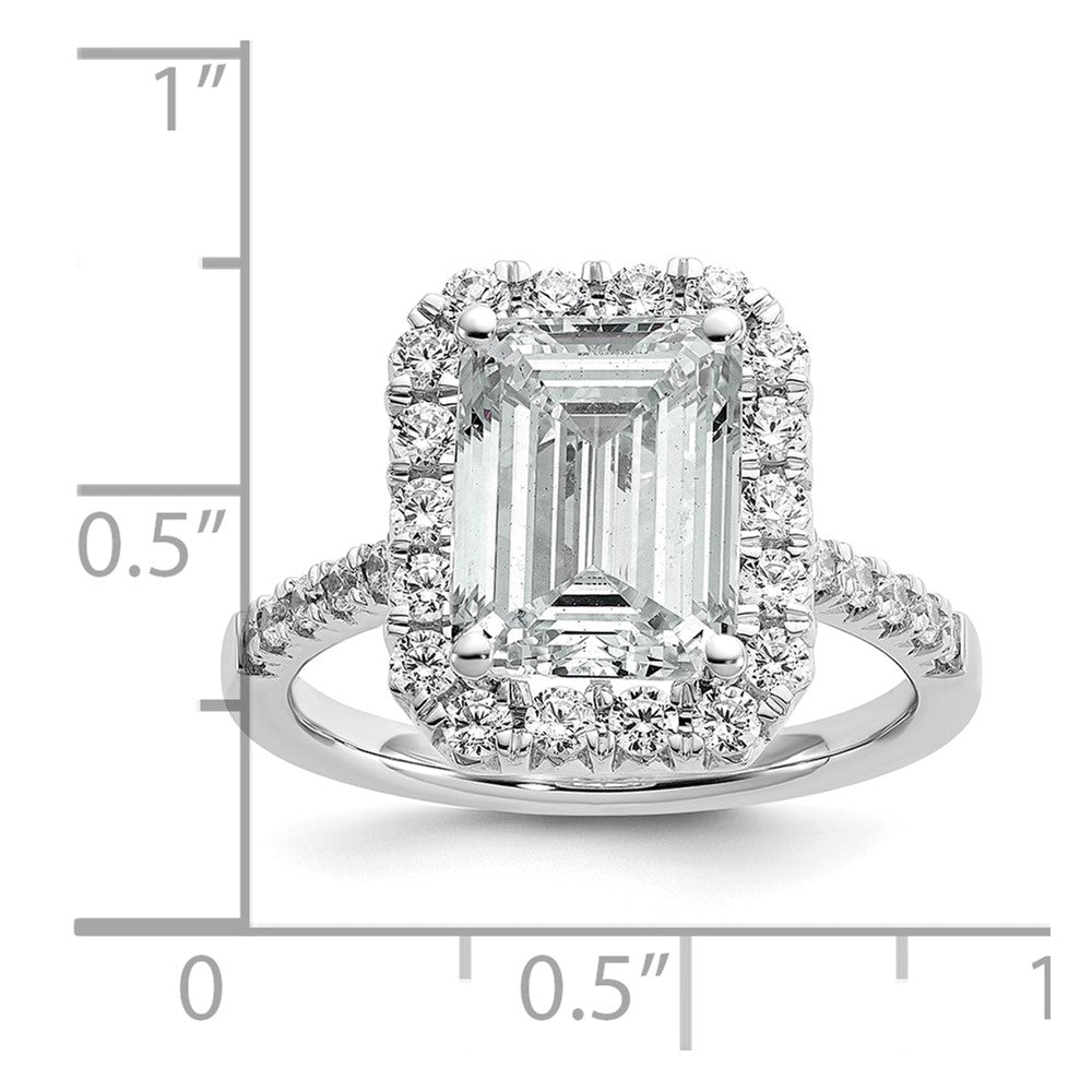 14k White Gold 14kw Lab Grown VS/SI FGH Diamond Emerald Halo Semi-mount Engagement Ring