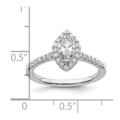 14K White Gold True Origin 1/3 Carat Lab Grown Diamond Vs D E F Semi Mount Marquise Halo Engagement Ring