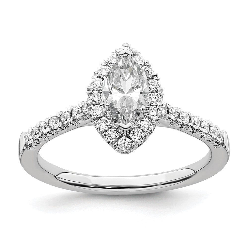 14K White Gold True Origin 1/3 Carat Lab Grown Diamond Vs D E F Semi Mount Marquise Halo Engagement Ring