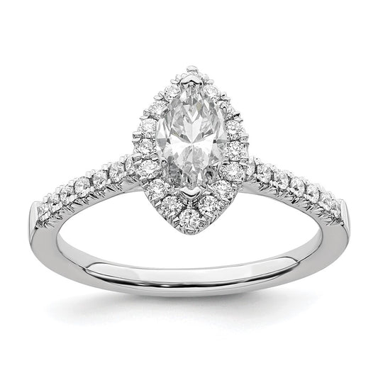 14K White Gold True Origin 1/3 Carat Lab Grown Diamond Vs D E F Semi Mount Marquise Halo Engagement Ring