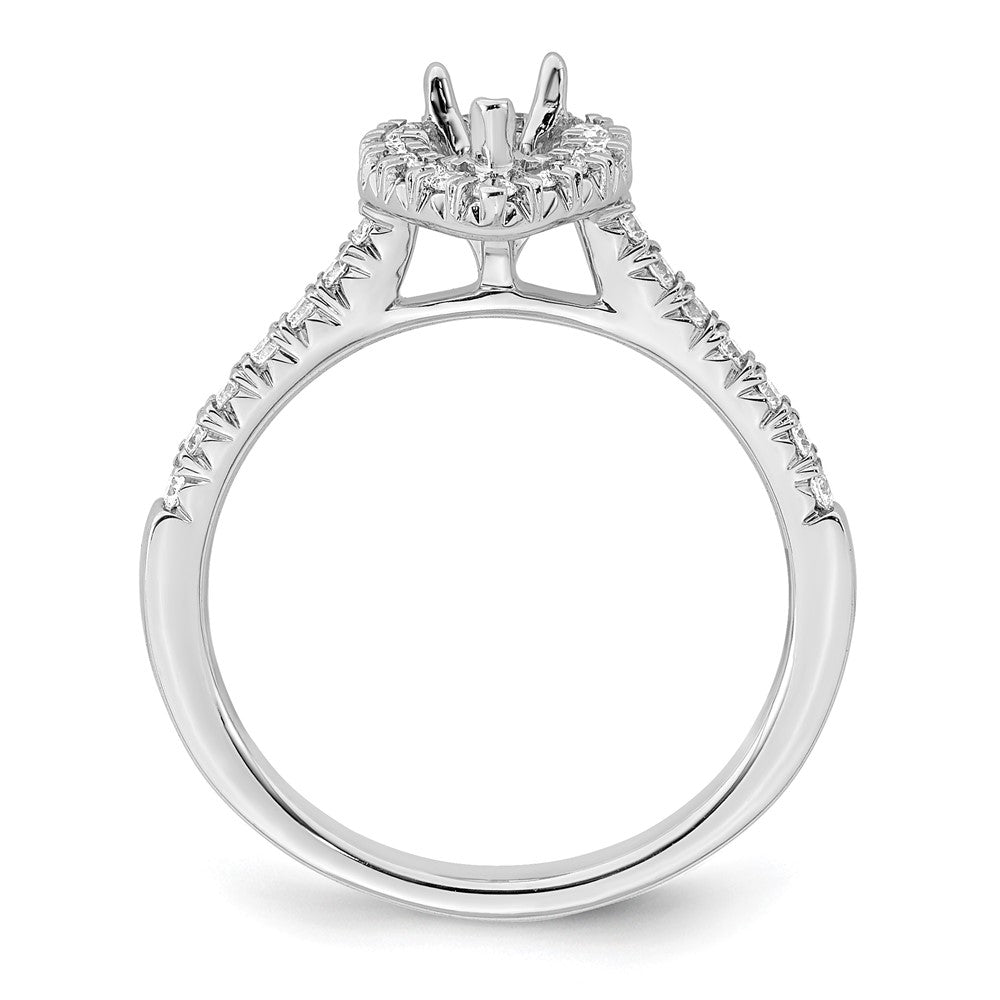 14K White Gold True Origin 1/3 Carat Lab Grown Diamond Vs D E F Semi Mount Pear Halo Engagement Ring