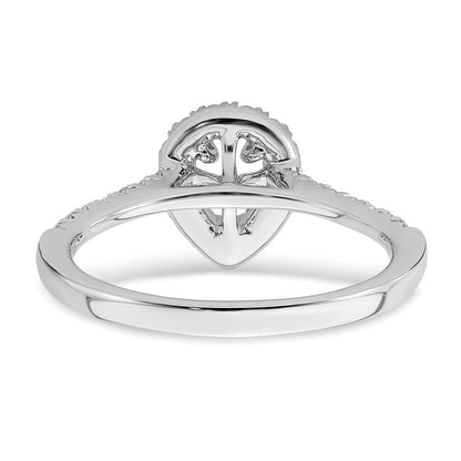 14K White Gold True Origin 1/3 Carat Lab Grown Diamond Vs D E F Semi Mount Pear Halo Engagement Ring