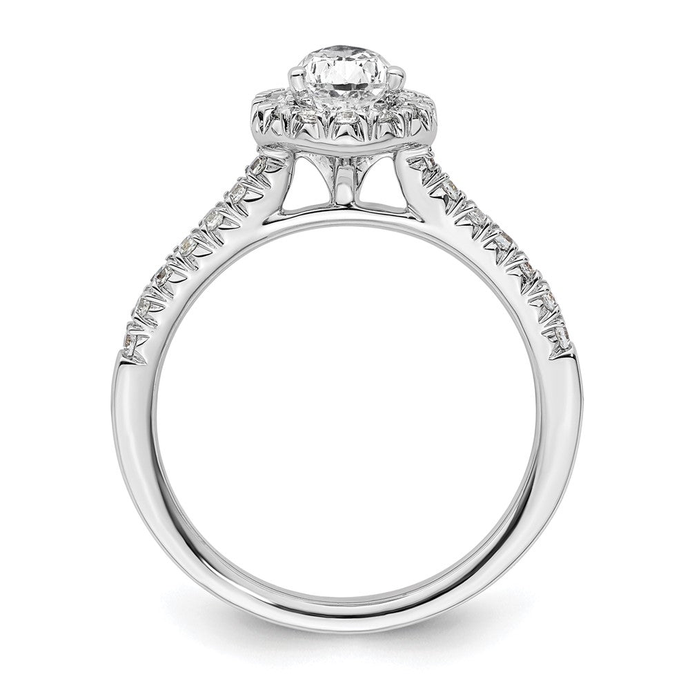 14k White Gold 1/3 Ct. Lab Grown Diamond VS/SI+ G+ 3/4 Ct. Center Pear Halo Engagement Ring