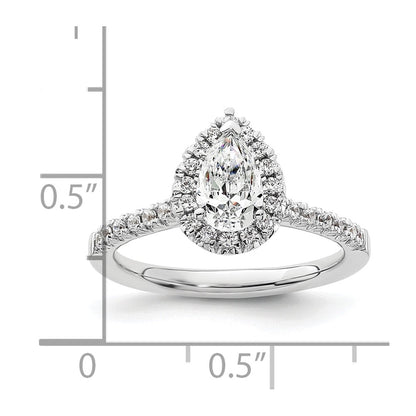 14k White Gold 1/3 Ct. Lab Grown Diamond VS/SI+ G+ 3/4 Ct. Center Pear Halo Engagement Ring