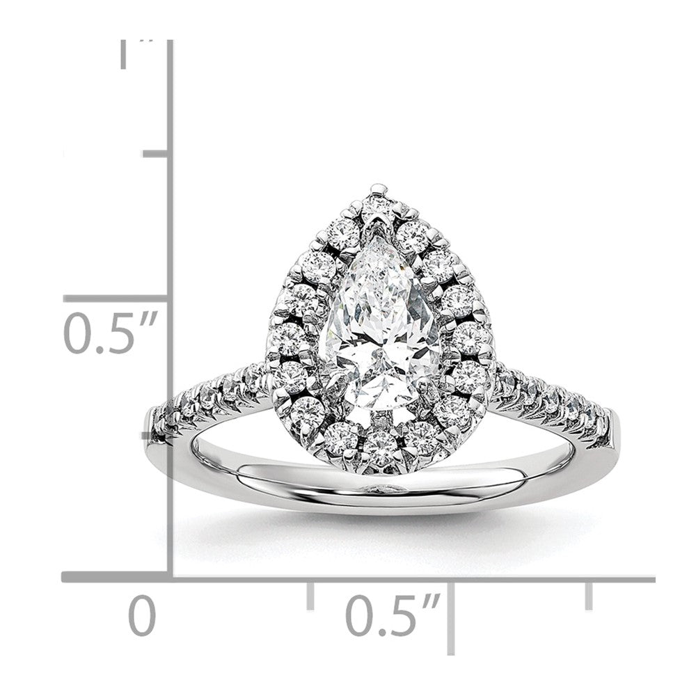 14k White Gold 3/8 Ct. Lab Grown Diamond VS/SI+ G+ 1 Ct. Center Pear Halo Engagement Ring
