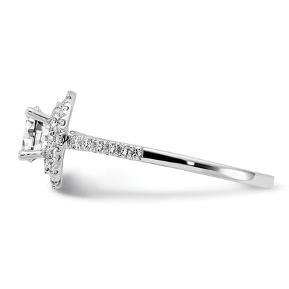 14KW Round Simulated Diamond Double Halo Engagement Ring