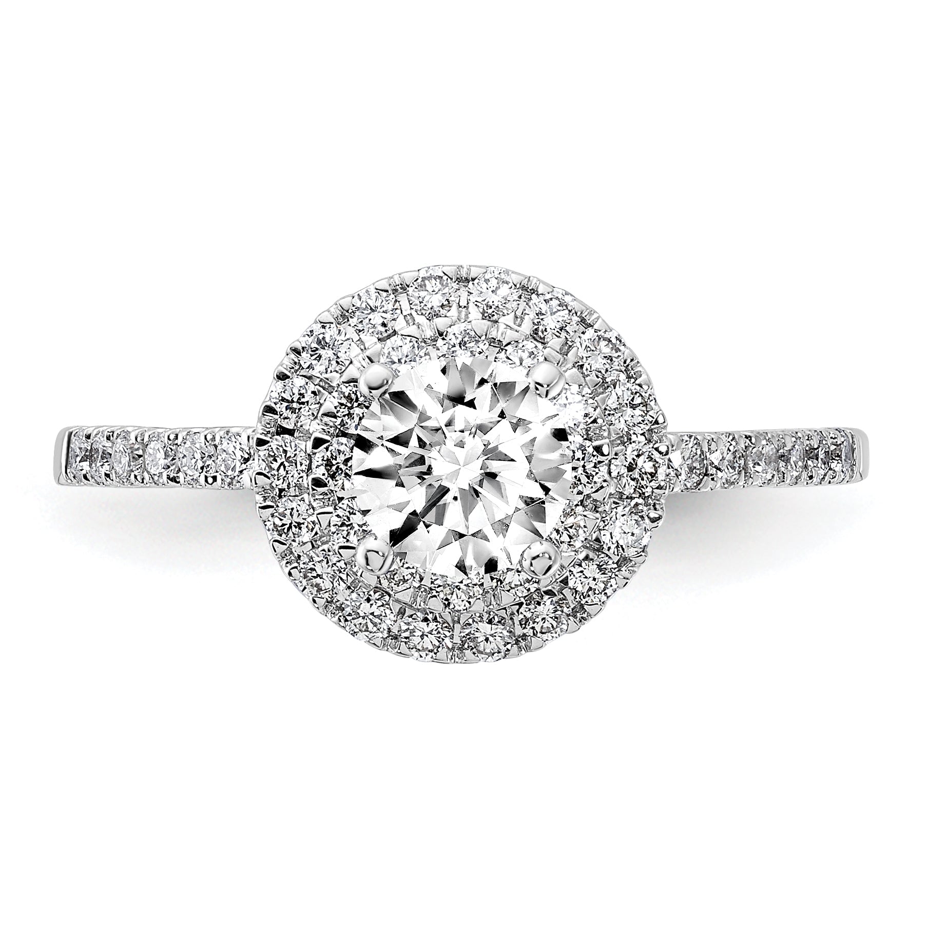 14KW Round Simulated Diamond Double Halo Engagement Ring