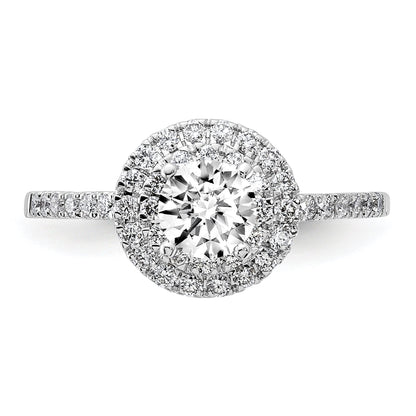 14KW Round Simulated Diamond Double Halo Engagement Ring