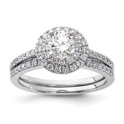 14KW Round Simulated Diamond Double Halo Engagement Ring
