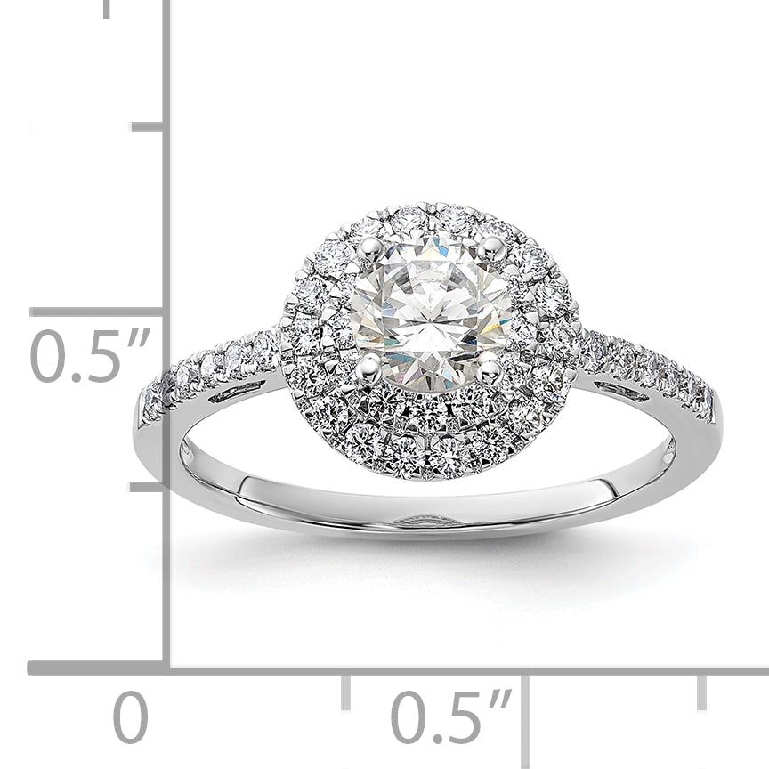 14KW Round Simulated Diamond Double Halo Engagement Ring