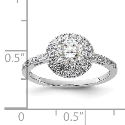 14KW Round Simulated Diamond Double Halo Engagement Ring