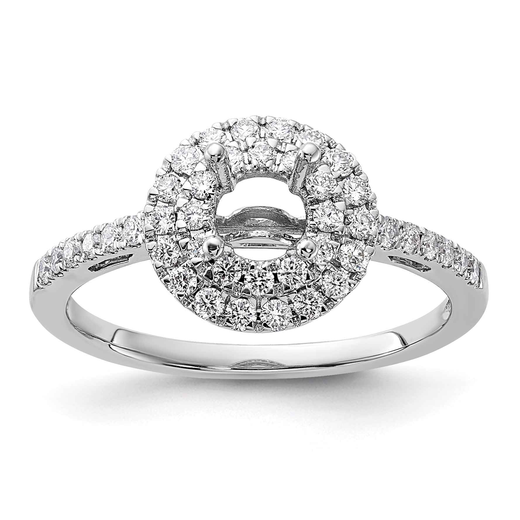 14KW Round Simulated Diamond Double Halo Engagement Ring
