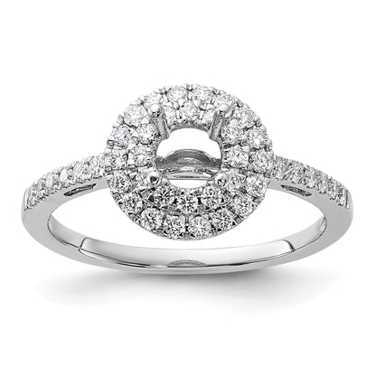 14KW Round Simulated Diamond Double Halo Engagement Ring