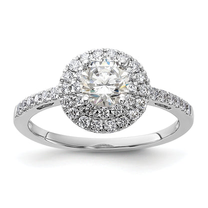 14KW Round Simulated Diamond Double Halo Engagement Ring