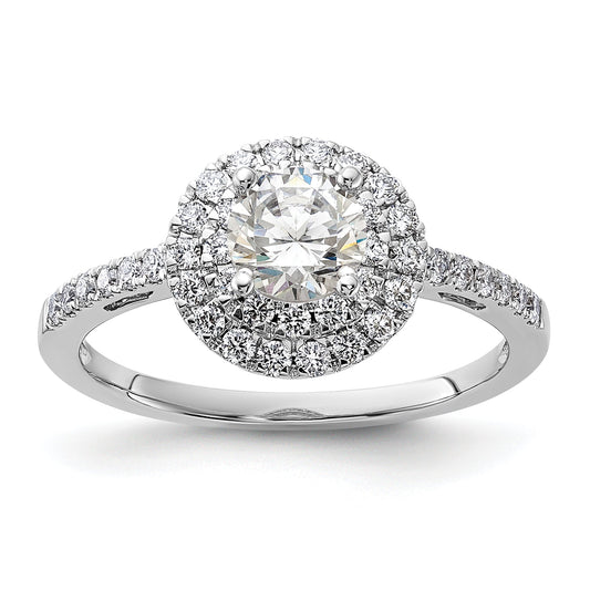 14KW Round Simulated Diamond Double Halo Engagement Ring