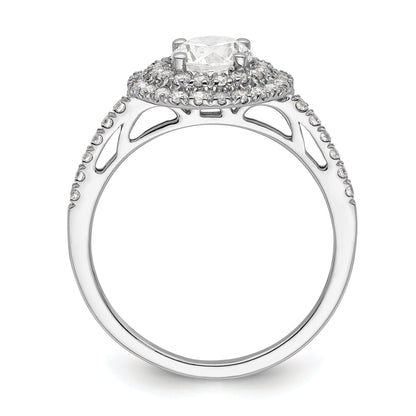 14KW Round Simulated Diamond Double Halo Engagement Ring