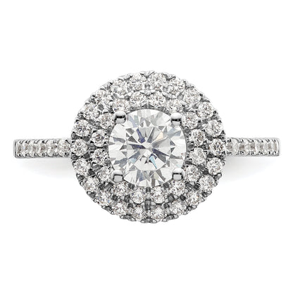 14KW Round Simulated Diamond Double Halo Engagement Ring