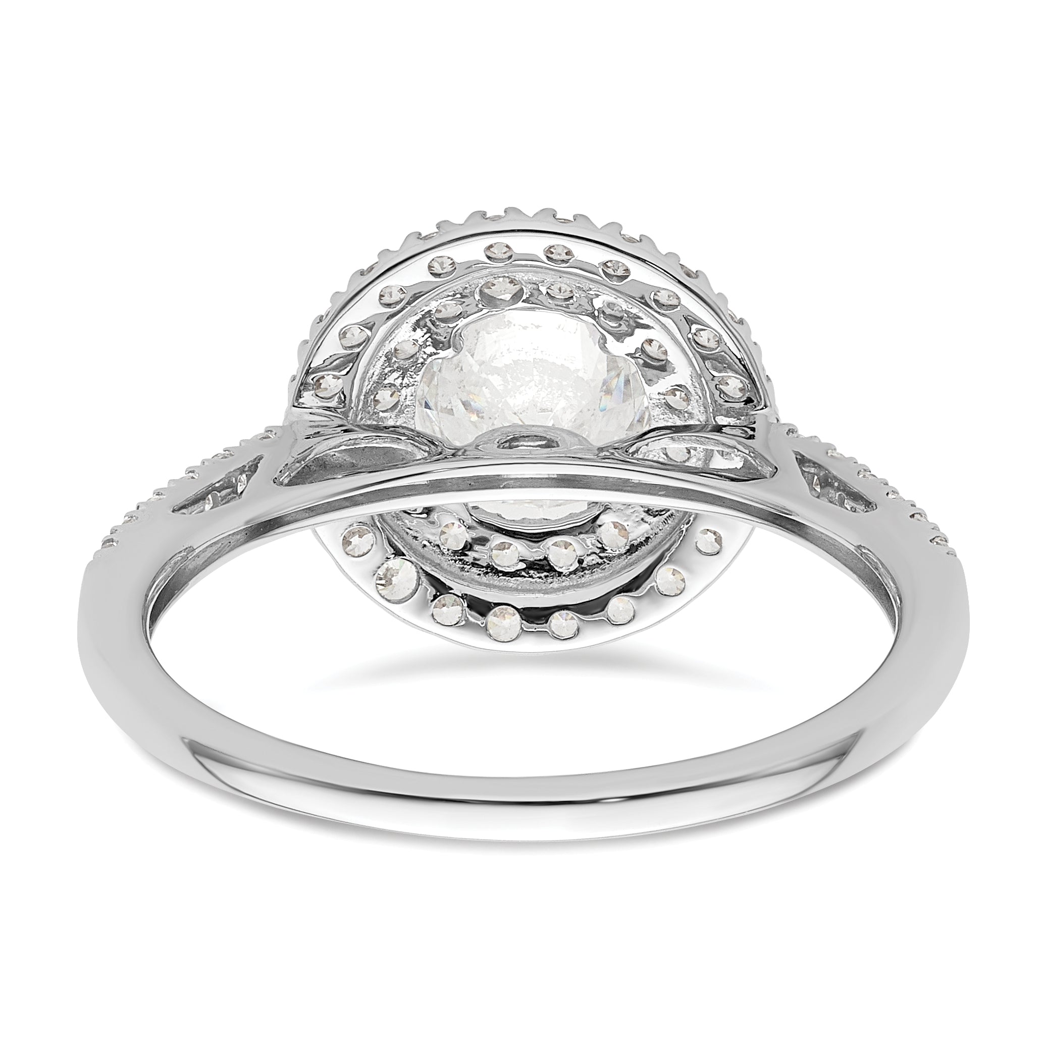 14KW Round Simulated Diamond Double Halo Engagement Ring